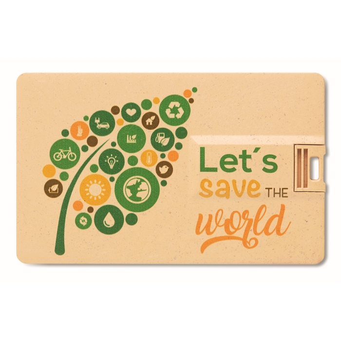 Memoria USB con forma de tarjeta fabricada en paja/PP 1–64 GB