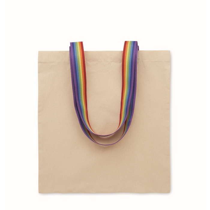 Bolsa de algodón con asas arcoíris