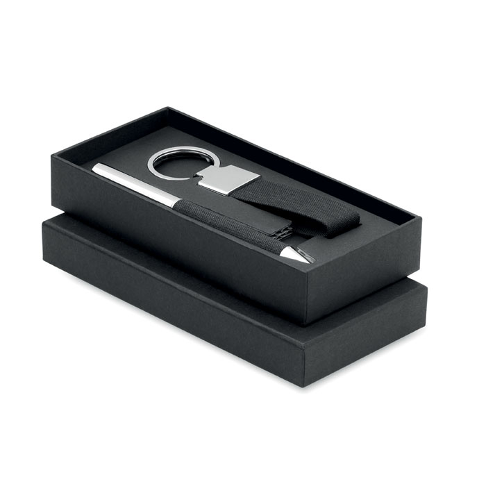 Set de regalo con bolígrafo y llavero RPET