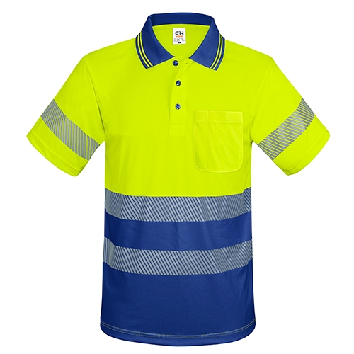 Polo bicolor alta visibilidad elástica