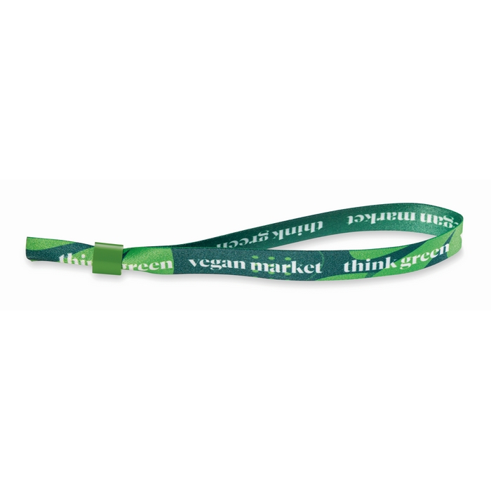 Pulsera publicitaria sublimada fabricada en RPET