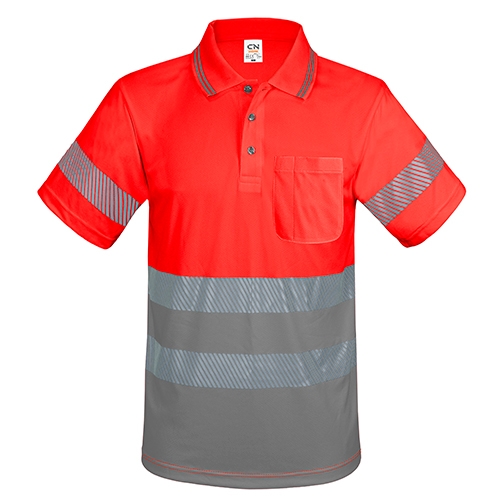 Polo bicolor alta visibilidad elástica