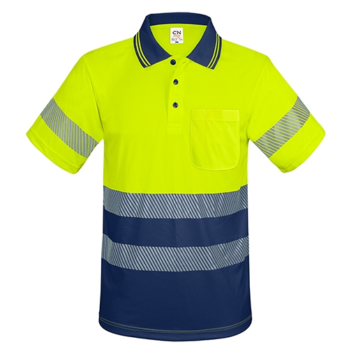 Polo bicolor alta visibilidad elástica