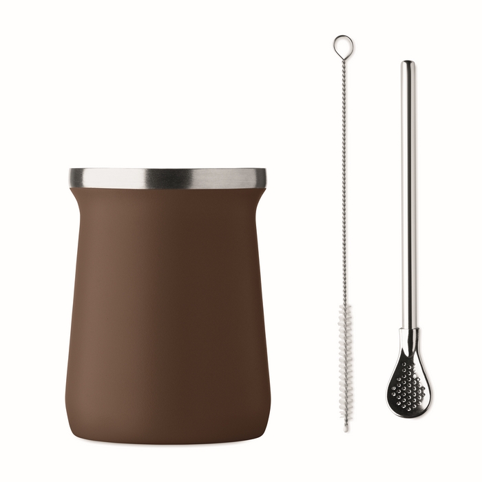 Vaso mate con bombilla