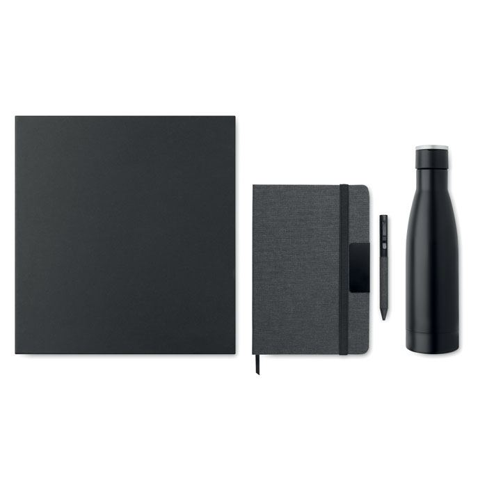 Set de regalo con libreta, botella y bolígrafo