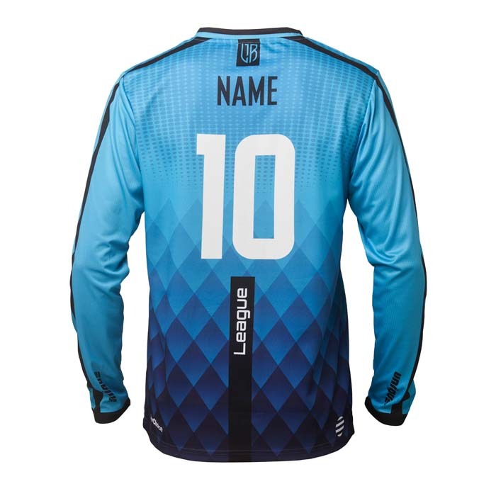 camiseta sublimada de manga larga con cuello redondo en poliéster