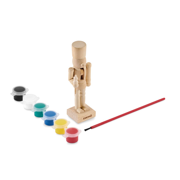 Set de pintura con muñeco cascanueces de madera