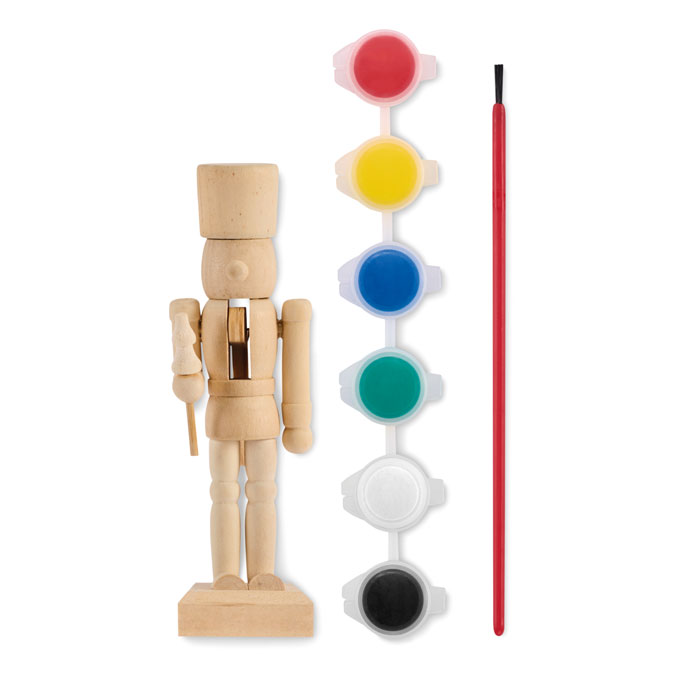 Set de pintura con muñeco cascanueces de madera