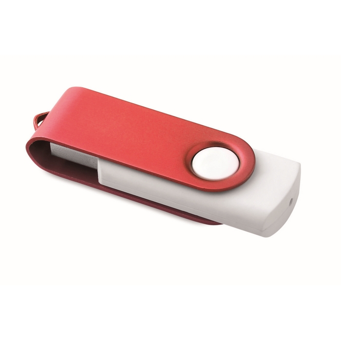 Unidad flash USB Techmate blanca con clip metálico giratorio