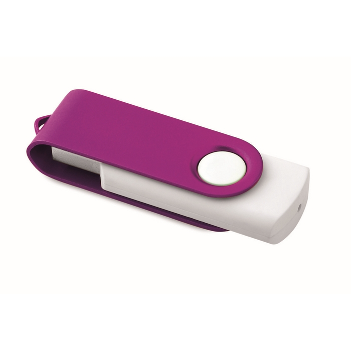 Unidad flash USB Techmate blanca con clip metálico giratorio
