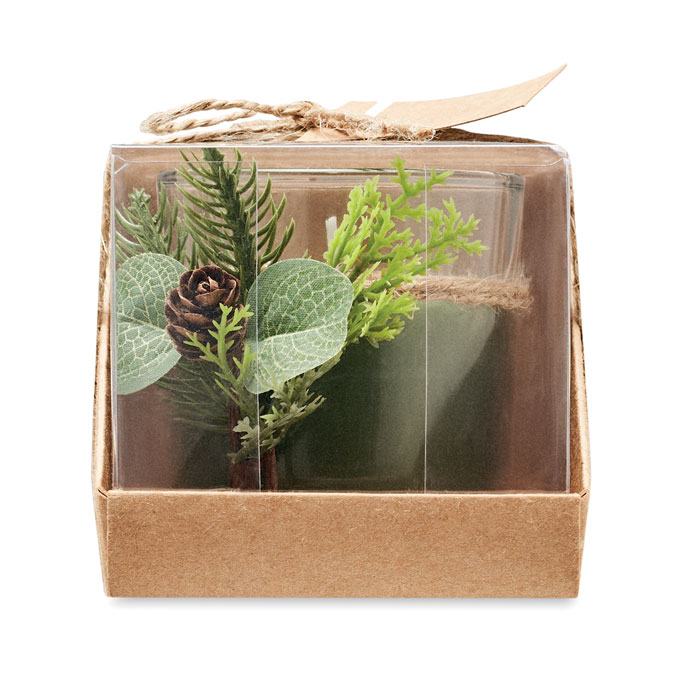 Porta velas de cristal navideño personalizado