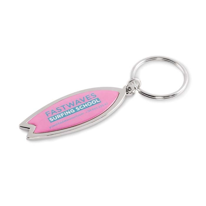 Llavero de hierro fabricado en forma personalizada con impresión en doming