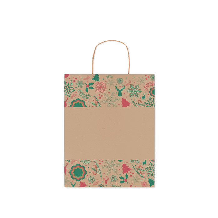 Bolsa navideña de papel tamaño mediana personalizada