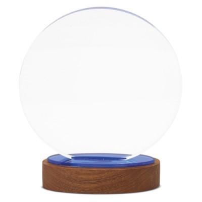Trofeo Circular Publicitario de Cristal y Base de Madera