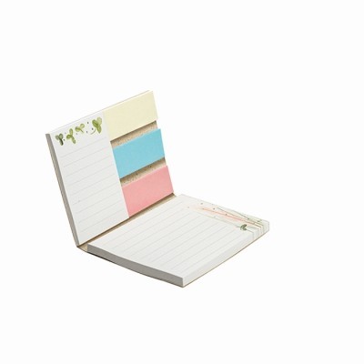 Combo notas adhesivas recicladas con tapa flexible personalizado.