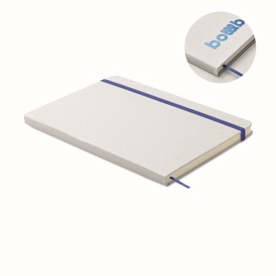 Libreta A5 con tapas duras blancas reciclada con elástico