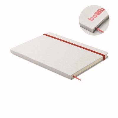 Libreta A5 con tapas duras blancas reciclada con elástico
