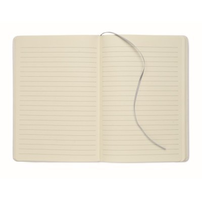 Libreta A5 con tapas duras blancas reciclada con elástico