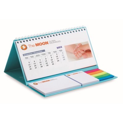 Calendario de Sobremesa con Tapa Dura, Bloc de Notas y Adhesivos