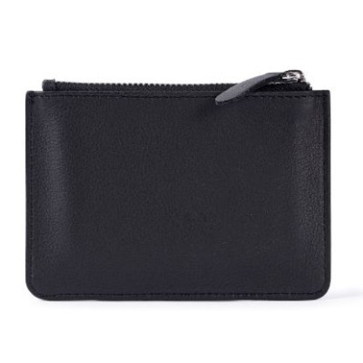 Cartera tarjetero de piel auténtica con cremallera