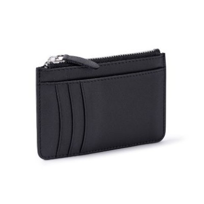 Cartera tarjetero de piel auténtica con cremallera