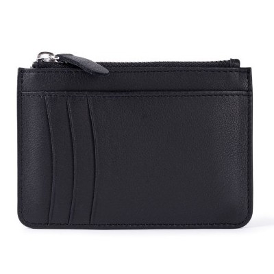 Cartera tarjetero de piel auténtica con cremallera