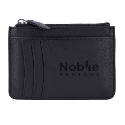Cartera tarjetero de piel auténtica con cremallera