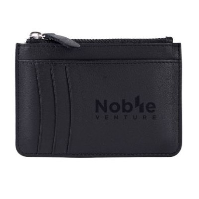 Cartera tarjetero de piel auténtica con cremallera