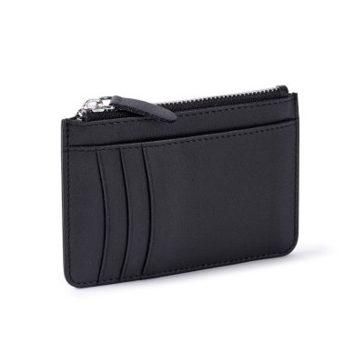 Cartera tarjetero de piel auténtica con cremallera