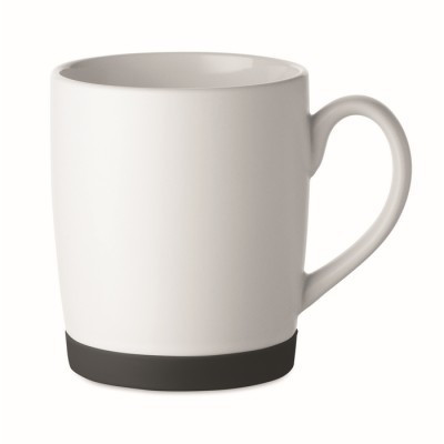 Taza de cerámica blanca mate con base de silicona