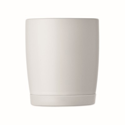 Taza de cerámica blanca mate con base de silicona