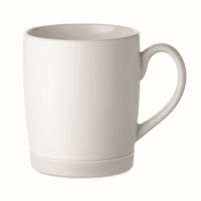 Taza de cerámica blanca mate con base de silicona