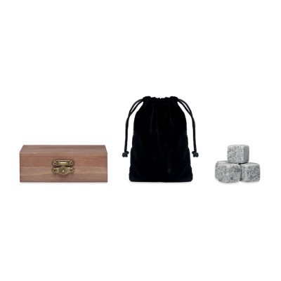 Juego de piedras para whisky en caja de madera