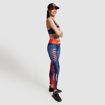 Leggings largos de cintura alta con tejido elástico sublimado