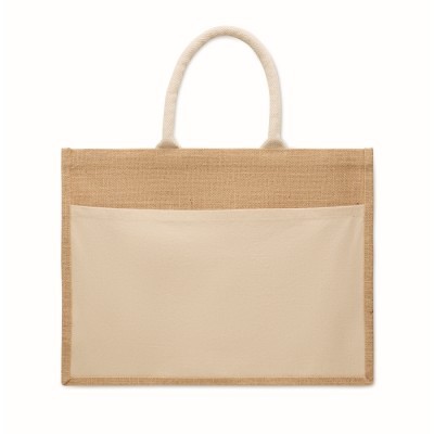 Bolsa d yute con bolsillo frontal de algodón