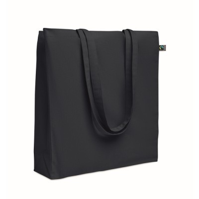 Bolsa de algodón fairtrade con fuelle y asas largas