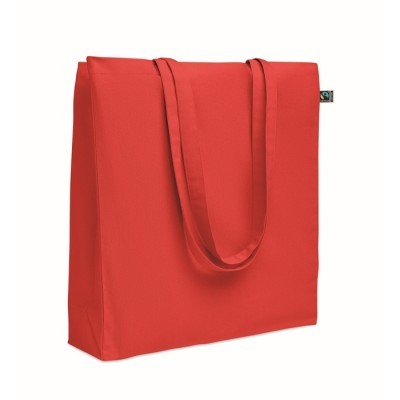 Bolsa de algodón fairtrade con fuelle y asas largas