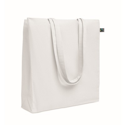 Bolsa de algodón fairtrade con fuelle y asas largas