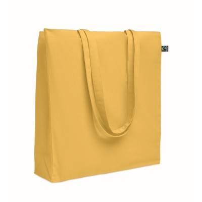 Bolsa de algodón fairtrade con fuelle y asas largas