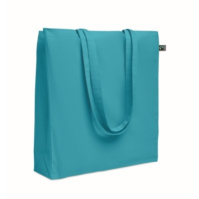 Bolsa de algodón fairtrade con fuelle y asas largas