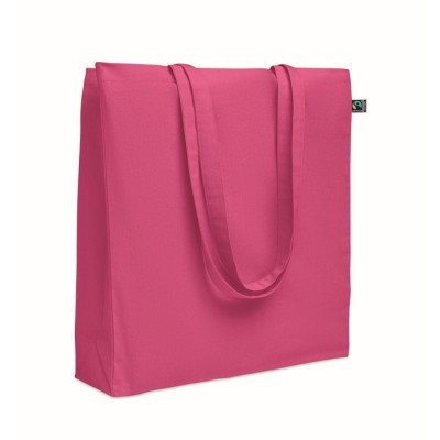 Bolsa de algodón fairtrade con fuelle y asas largas