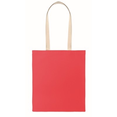 Bolsa de algodón bicolor con asas largas naturales
