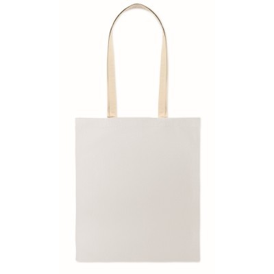 Bolsa de algodón bicolor con asas largas naturales