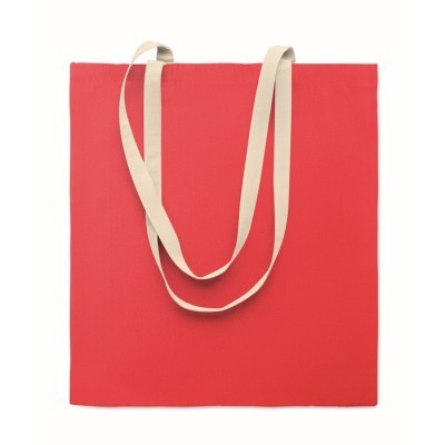 Bolsa de algodón bicolor con asas largas naturales