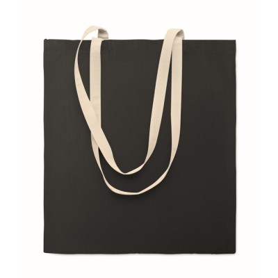 Bolsa de algodón bicolor con asas largas naturales