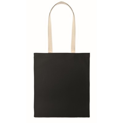 Bolsa de algodón bicolor con asas largas naturales