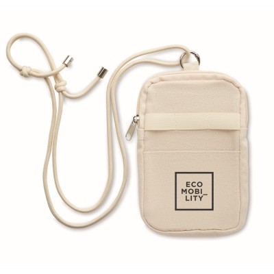 Bandolera porta móvil y accesorios de algodón reciclado