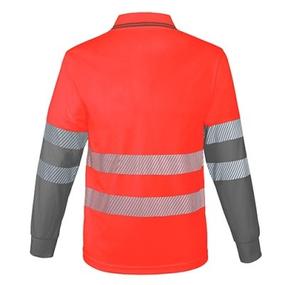 Polo largo bicolor alta visibilidad elástica