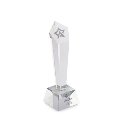 Trofeo de cristal en caja de presentación