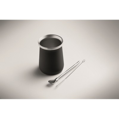 Vaso mate con bombilla